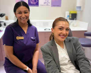 an image of optimal dental health dental hygienist siobhan mottley with a patient in the dental chair for a hygiene clean in london